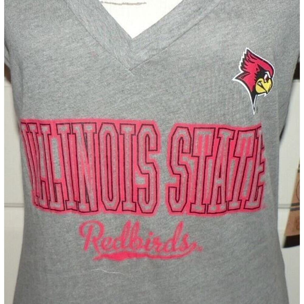 Rivalry‎ Threads Women's Illinois State Redbirds V-neck T-Shirt Grey/Red Medium